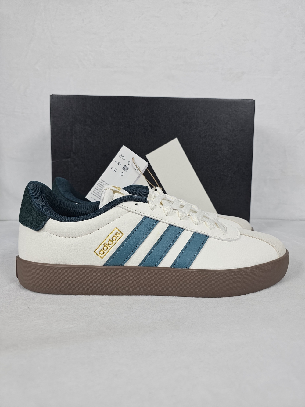 Adidas VL Court 3.0 Men’s 10.5 White Preloved Teal Green Casual Sneakers JR8635